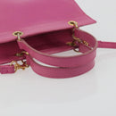 CELINE Hand Bag Leather 2way Pink Gold Auth 193077A-7