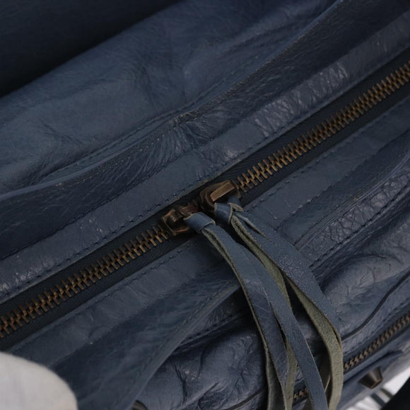 BALENCIAGA The City Hand Bag Leather 2way Blue 115748 Auth 193079V
