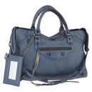 BALENCIAGA The City Hand Bag Leather 2way Blue 115748 Auth 193079V-1