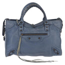 BALENCIAGA The City Hand Bag Leather 2way Blue 115748 Auth 193079V-13