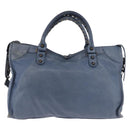 BALENCIAGA The City Hand Bag Leather 2way Blue 115748 Auth 193079V-2
