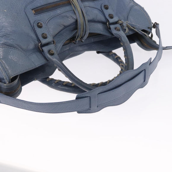 BALENCIAGA The City Hand Bag Leather 2way Blue 115748 Auth 193079V