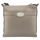FENDI Celeria Shoulder Bag Leather Gray Silver Auth 193080A-13