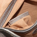FENDI Celeria Shoulder Bag Leather Gray Silver Auth 193080A-12