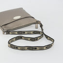 FENDI Celeria Shoulder Bag Leather Gray Silver Auth 193080A-7