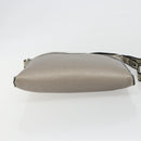 FENDI Celeria Shoulder Bag Leather Gray Silver Auth 193080A-5