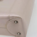 Christian Dior Maris Pearl Hand Bag Patent leather Beige Silver Auth 193082A-10