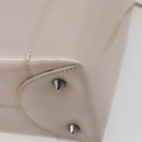 Christian Dior Maris Pearl Hand Bag Patent leather Beige Silver Auth 193082A-12