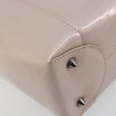 Christian Dior Maris Pearl Hand Bag Patent leather Beige Silver Auth 193082A-13