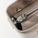 Christian Dior Maris Pearl Hand Bag Patent leather Beige Silver Auth 193082A-15