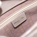 Christian Dior Maris Pearl Hand Bag Patent leather Beige Silver Auth 193082A-16