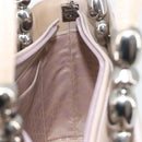 Christian Dior Maris Pearl Hand Bag Patent leather Beige Silver Auth 193082A-19