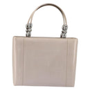 Christian Dior Maris Pearl Hand Bag Patent leather Beige Silver Auth 193082A-3