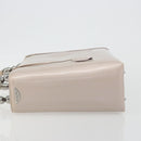Christian Dior Maris Pearl Hand Bag Patent leather Beige Silver Auth 193082A-5