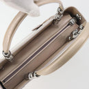 Christian Dior Maris Pearl Hand Bag Patent leather Beige Silver Auth 193082A-6