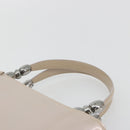 Christian Dior Maris Pearl Hand Bag Patent leather Beige Silver Auth 193082A-8