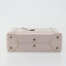 Christian Dior Maris Pearl Hand Bag Patent leather Beige Silver Auth 193082A-9