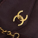 CHANEL Chain Tote Bag Caviar Skin Bordeaux Gold CC Auth 193083A-20
