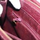 CHANEL Chain Tote Bag Caviar Skin Bordeaux Gold CC Auth 193083A-26