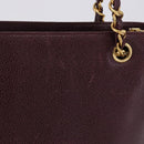 CHANEL Chain Tote Bag Caviar Skin Bordeaux Gold CC Auth 193083A-3