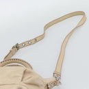 Miu Miu Hand Bag Leather 2way Beige Silver Auth 193084A-10