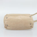 Miu Miu Hand Bag Leather 2way Beige Silver Auth 193084A-11