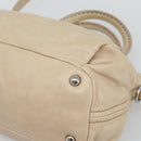 Miu Miu Hand Bag Leather 2way Beige Silver Auth 193084A-12
