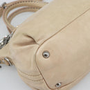 Miu Miu Hand Bag Leather 2way Beige Silver Auth 193084A-13