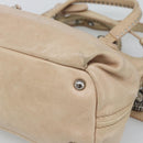 Miu Miu Hand Bag Leather 2way Beige Silver Auth 193084A-14