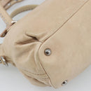 Miu Miu Hand Bag Leather 2way Beige Silver Auth 193084A-15