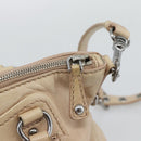 Miu Miu Hand Bag Leather 2way Beige Silver Auth 193084A-16
