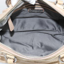 Miu Miu Hand Bag Leather 2way Beige Silver Auth 193084A-23