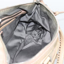 Miu Miu Hand Bag Leather 2way Beige Silver Auth 193084A-24