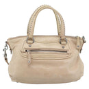Miu Miu Hand Bag Leather 2way Beige Silver Auth 193084A-3