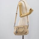 Miu Miu Hand Bag Leather 2way Beige Silver Auth 193084A-32