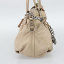 Miu Miu Hand Bag Leather 2way Beige Silver Auth 193084A-4