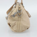 Miu Miu Hand Bag Leather 2way Beige Silver Auth 193084A-5