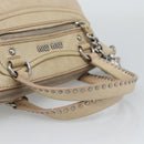 Miu Miu Hand Bag Leather 2way Beige Silver Auth 193084A-7
