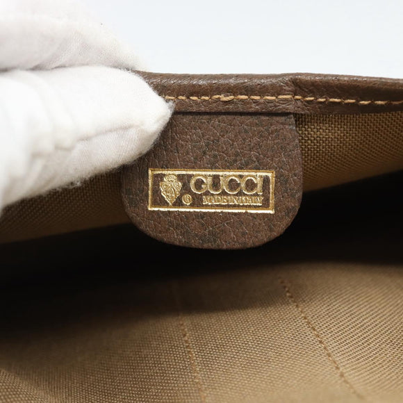 GUCCI GG Supreme Web Sherry Line Pouch PVC Beige Gold 014 14 5205 Auth 193085A