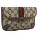 GUCCI GG Supreme Web Sherry Line Pouch PVC Beige Gold 014 14 5205 Auth 193085A-1