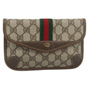 GUCCI GG Supreme Web Sherry Line Pouch PVC Beige Gold 014 14 5205 Auth 193085A-13