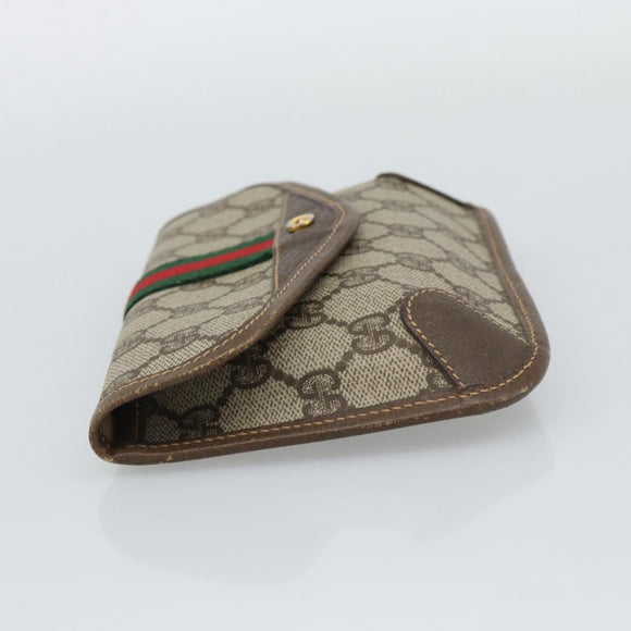 GUCCI GG Supreme Web Sherry Line Pouch PVC Beige Gold 014 14 5205 Auth 193085A
