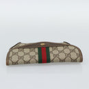 GUCCI GG Supreme Web Sherry Line Pouch PVC Beige Gold 014 14 5205 Auth 193085A-5