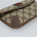 GUCCI GG Supreme Web Sherry Line Pouch PVC Beige Gold 014 14 5205 Auth 193085A-14