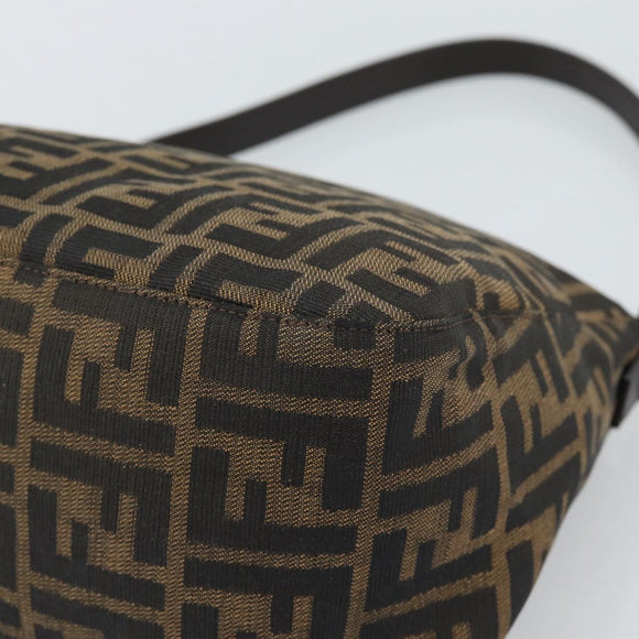 FENDI Zucca Canvas Mamma Baguette Shoulder Bag Brown Black Auth 193086V