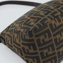 FENDI Zucca Canvas Mamma Baguette Shoulder Bag Brown Black Auth 193086V-9