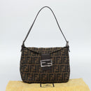 FENDI Zucca Canvas Mamma Baguette Shoulder Bag Brown Black Auth 193086V-12