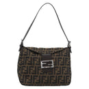 FENDI Zucca Canvas Mamma Baguette Shoulder Bag Brown Black Auth 193086V-13
