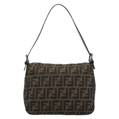 FENDI Zucca Canvas Mamma Baguette Shoulder Bag Brown Black Auth 193086V - 0
