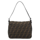 FENDI Zucca Canvas Mamma Baguette Shoulder Bag Brown Black Auth 193086V-2